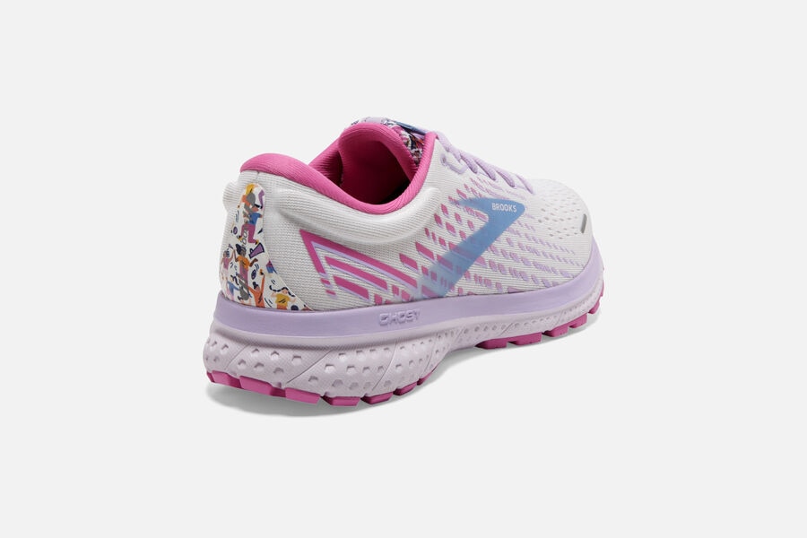 Brooks Ghost 13 Road Running Shoes Womens - White/Pink/Blue - HPIWA-1764